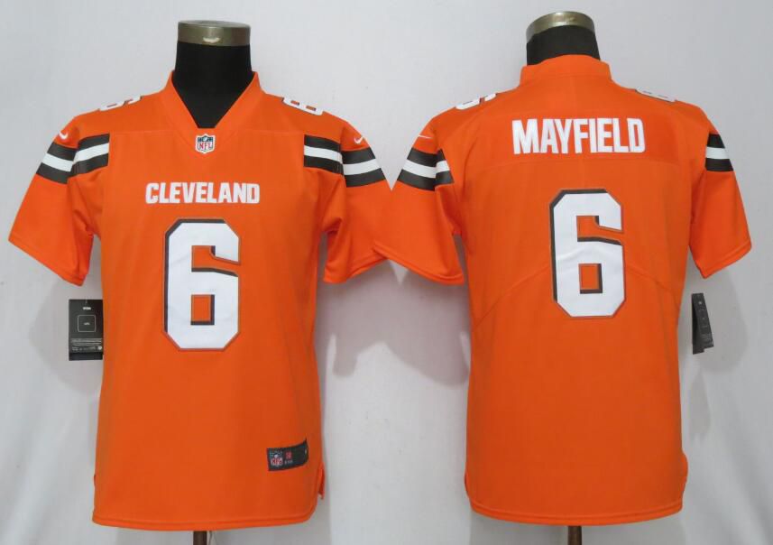 Women Cleveland Browns #6 Mayfield Orange Nike Vapor Untouchable Player NFL Jerseys->women nfl jersey->Women Jersey